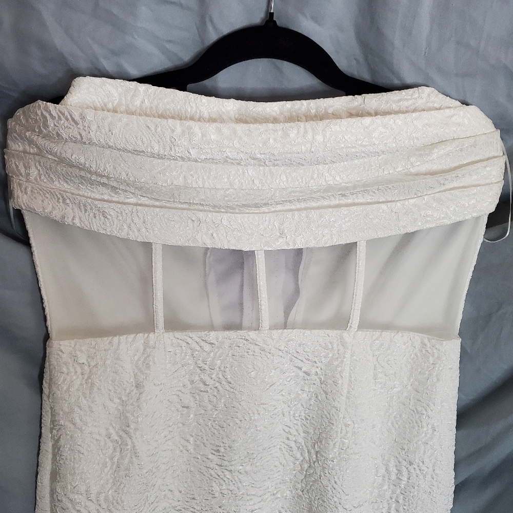 Fashion Nova  white strapless dress w mesh at bodice sz XL. - Picture 7 of 16